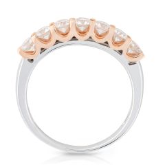Diamond Wedding Ring Share Claw Setting Rose and white gold In 18K Rose Gold 