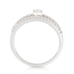 18 Karat White Gold Diamond Engagement Ring in 3 Row Pave Setting 