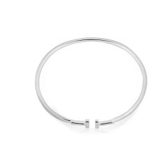 Pave Setting Diamond Wire Bangle In 18K White Gold 