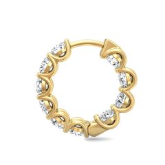 1.00CT Hinged Hoop Diamond Earrings Share Prong  Scallop Set Diamonds In 18K Yellow Gold