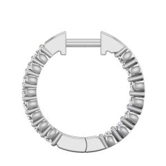 Diamond Hoop Earring In And Out Pave Setting In 18K White Gold 