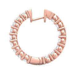 1.00CT Hoop Round Shape Earrings Diamond Share Claw Setting Hinged  In 18K Rose Gold