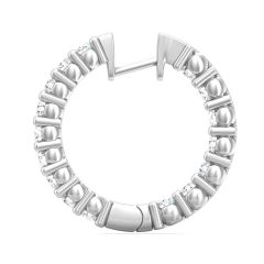 1.00CT Round Shape Hinged Hoop Diamond Earrings In And Out Share Prong Setting In 18K White Gold