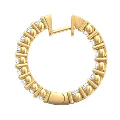 1.00CT Hoop Diamond Earrings Round  Shape Share Prong In And Out Setting In 18K Yellow Gold 
