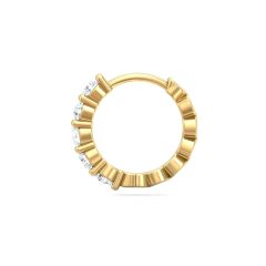 Circle Round Cut Diamond Hoop Earrings Share Prong Setting In 18K Yellow Gold 
