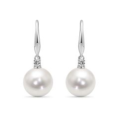 18K White Gold Diamond South Sea Pearl Earrings