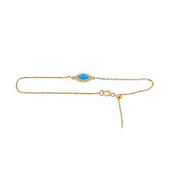  Evil Eye Natural Turquoise Diamond Bracelet Bazel setting in 18K Yellow Gold 