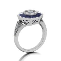 18K White Gold Diamond Sapphire engagement ring 