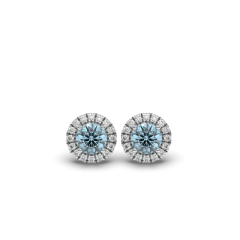 Aquamarine Diamond Halo Earring Pave Setting In 18K White Gold 