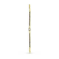 18K Yellow Gold Akoya Pearl Diamond Bracelet 
