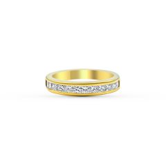 Bezel Set Princess Cut Diamond Wedding Band  In 18K Yellow Gold 