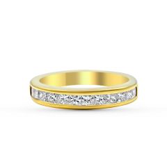 Bezel Set Princess Cut Diamond Wedding Band  In 18K Yellow Gold 