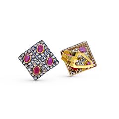 Victorian Jewellery Natural Ruby Rose Cut Diamond Earring 