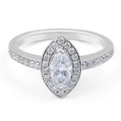 Halo Diamond Engagement ring in 18 Karat White Gold  Custom engagement rings