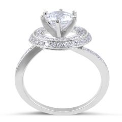 Halo Diamond Engagement Ring in 18 Karat White Gold