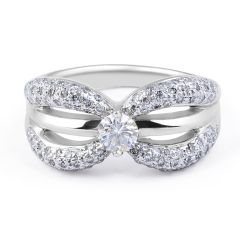 18 Karat Diamond Infinity Ring with Micro Pave Setting - Women's Engagement Ring