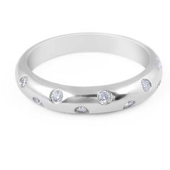 18 Karat White Gold Modern Zig Zag Setting Diamond Wedding Band