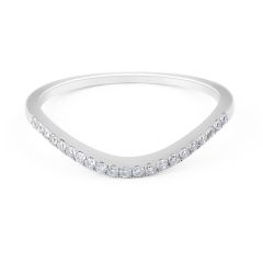 18 Karat White Gold Classic Style Concave Diamond Wedding Band