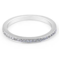 18 Karat White Gold Modern style channel set diamond wedding band  - womens wedding bands