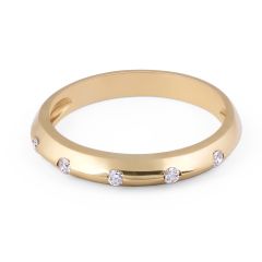 18 Karat Yellow Gold Modern design knife edge diamond wedding band - womens wedding bands