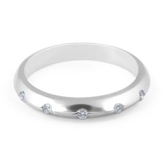 5 Stones  Knife edge Diamond Wedding Band Burnish Setting In 18K White Gold 