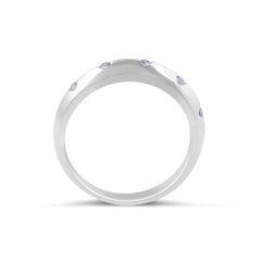 5 Stones  Knife edge Diamond Wedding Band Burnish Setting In 18K White Gold 
