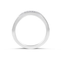 18 Karat White Gold Vintage Style Grain Set Concave Diamond Wedding Band