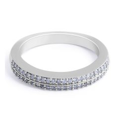 Double Band Diamond Wedding Ring Share Prong Setting In18K White Gold 