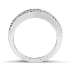 Double Band Diamond Wedding Ring Share Prong Setting In18K White Gold 