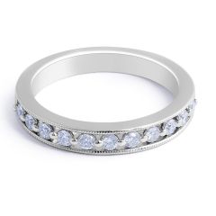 18 Karat White gold Diamond Wedding Band in a Share Prong Setting - womens wedding band
