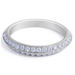 18 Karat White gold Diamond Wedding Band in Grain set - womens wedding band