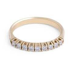 18 Karat Yellow Gold Diamond Wedding Band in Claw Setting - womens wedding bands