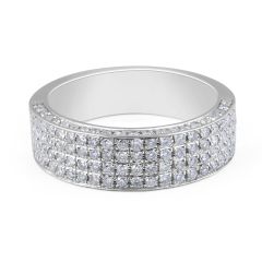18 Karat White Gold Classic Diamond Wedding Band