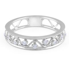 18 Karat White Gold Vintage Diamond Wedding Band