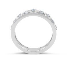 18 Karat White Gold Vintage Diamond Wedding Band - womens wedding band