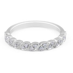 18 Karat White Gold Vintage Diamond Wedding Band - womens wedding band