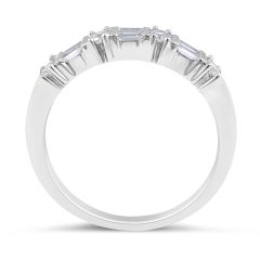 18 Karat White Gold Diamond Wedding Band Baguette and Round Brilliant Diamond - womens wedding band