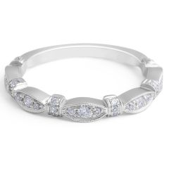 18 Karat White Gold Vintage Diamond Wedding Band in Marquise Setting - womens wedding bands