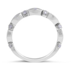 18 Karat White Gold Vintage Diamond Wedding Band in Marquise Setting