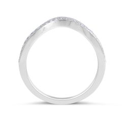 18 Karat White Gold Vintage Style Concave Diamond Wedding Band  - womens wedding bands