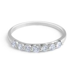 Diamond Wedding Band 7 Stone Share Prong Setting In 18 Karat White Gold