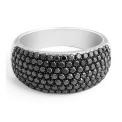 Black Diamond Micro Pave Setting Cocktail Ring in 18 Karat White Gold