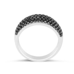 Black Diamond Micro Pave Setting Cocktail Ring in 18 Karat White Gold  - Cocktail Settings