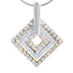 18 Karat White, Rose and Yellow gold diamond shape pendant