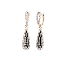 18 Karat Rose Gold Hanging Cognac Diamonds Earrings 