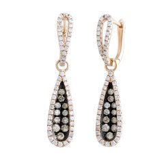 18 Karat Rose Gold Hanging Cognac Diamonds Earrings 