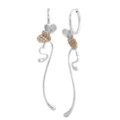 Two Tone 18 Karat Hanging Diamond Earrings rose gold
