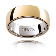 6.50MM 18K Yellow And White Gold Half Round Gents Wedding Band 