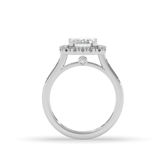 2.00 CT Emerald Cut Halo Diamond Engagement Ring Pave Setting Side stones -Platinum