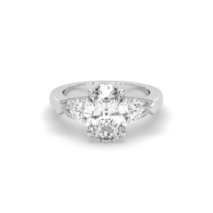 2.00CT Lab Grown Diamonds Oval Cut Centre Pear Shape Cut Side Stone Claw Setting -Platinum